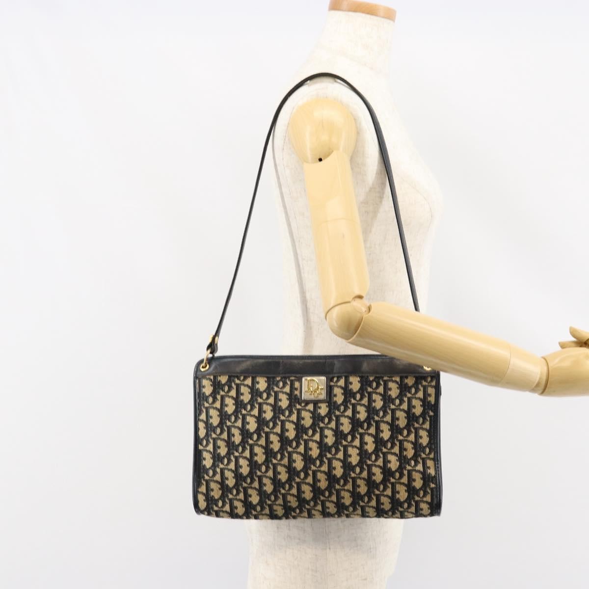 Christian Dior Vintage Trotter Shoulder Bag Canvas, NAVY, CANVAS, Shoulder bag