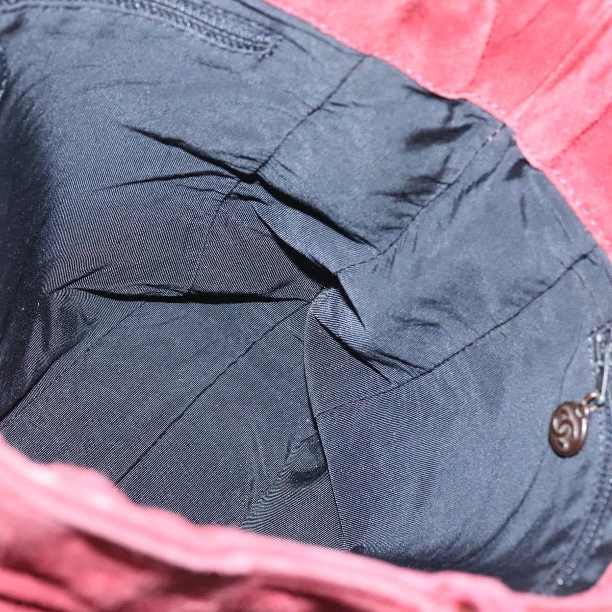 Chanel Vintage Resin Chain Tote Suede, RED, SUEDE, Tote bag