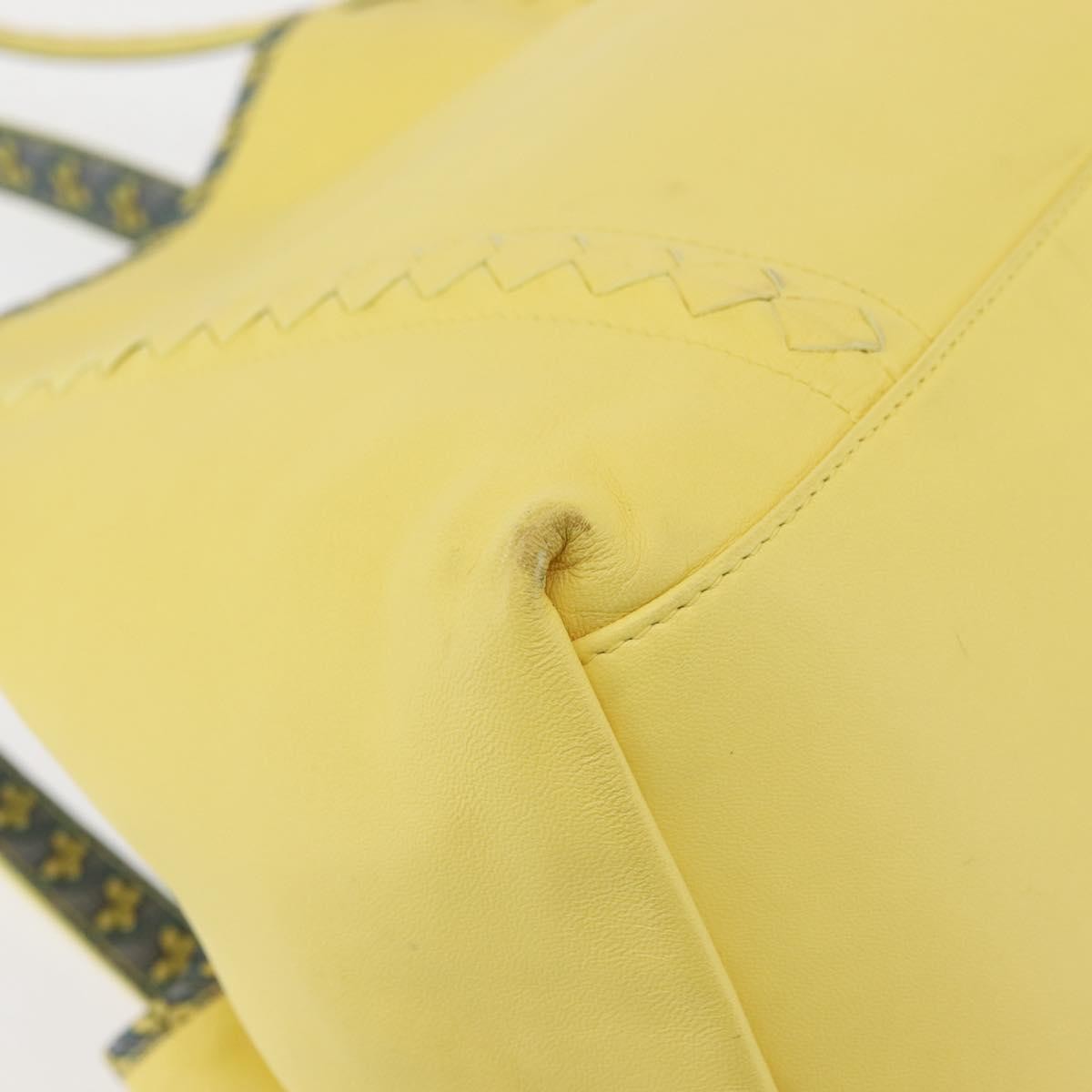 Bottega Veneta A-Shape Tote Leather with Intrecciato Detail, YELLOW, LEATHER, Shoulder bag
