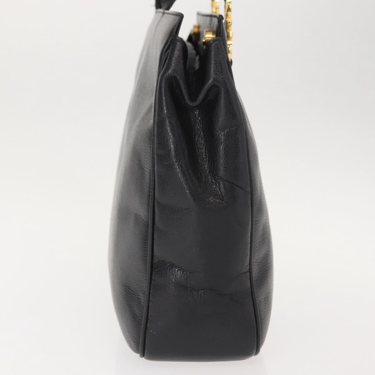 Salvatore Ferragamo Gancini Tote Leather, BLACK, LEATHER, Tote bag