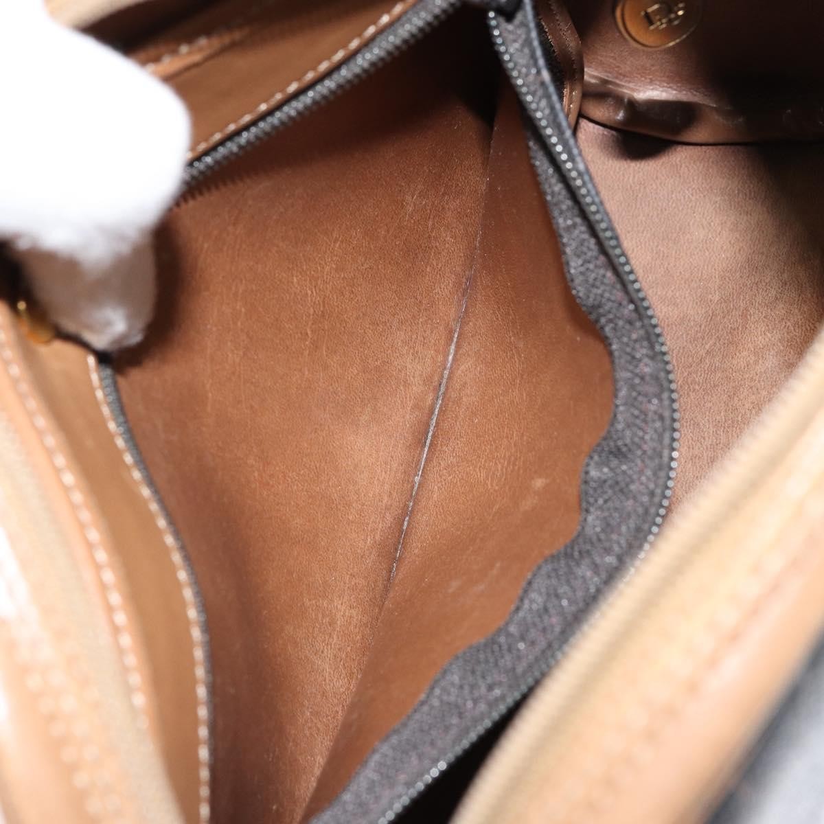 Christian Dior Vintage Honeycomb Shoulder Bag Canvas and Leather, BLACK, CANVAS, Shoulder bag