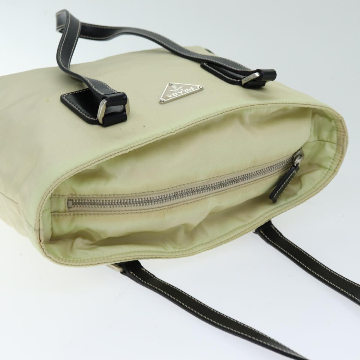 Prada Vintage Zip Handbag Tessuto, BEIGE, NYLON, Handbag