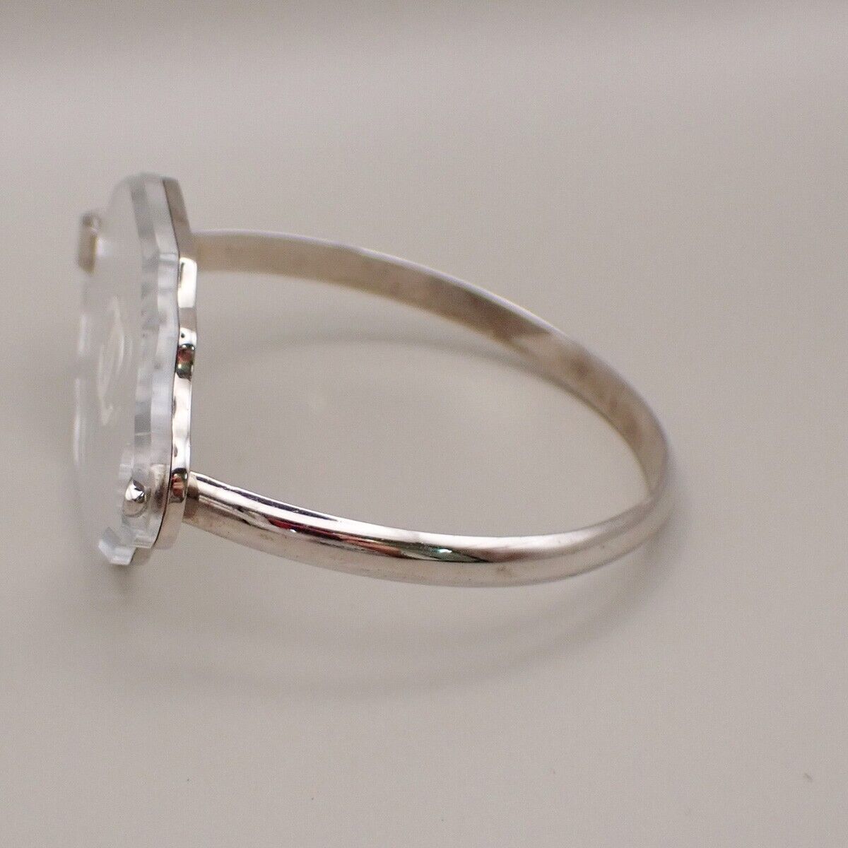 Chanel CC Logo Mirror Bangle Bracelet Metal and Plastic, SILVER, SILVER_PLATED, Bracelet