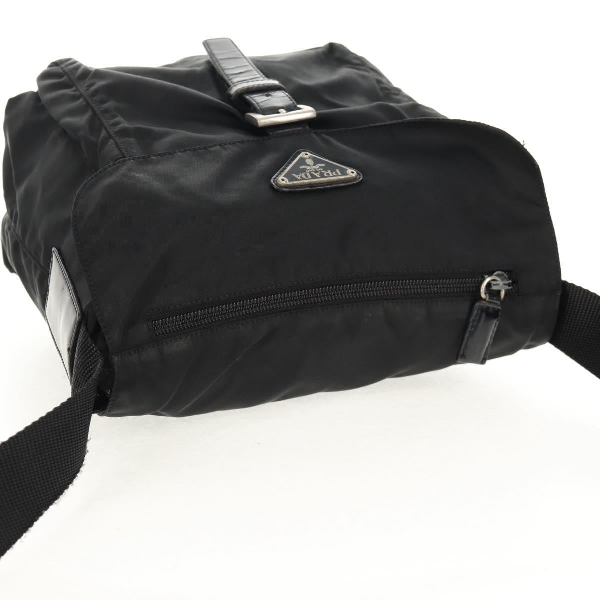 Prada Buckle Messenger Bag Tessuto, BLACK, NYLON, Shoulder bag
