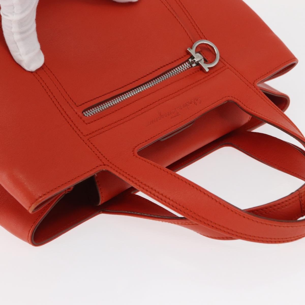 Salvatore Ferragamo Gancini handbag Leather, ORANGE, LEATHER, Handbag