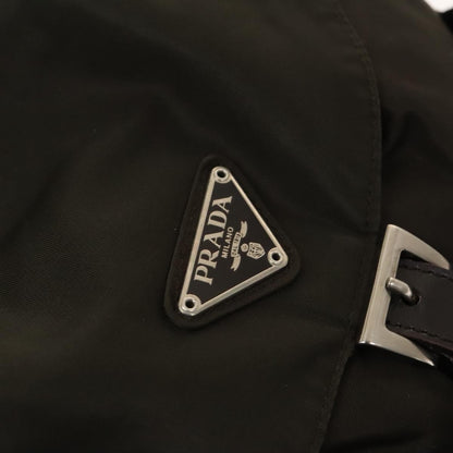 Prada Double Pocket Drawstring Backpack Nylon with Studded Detail, KHAKI, NYLON, Backpack