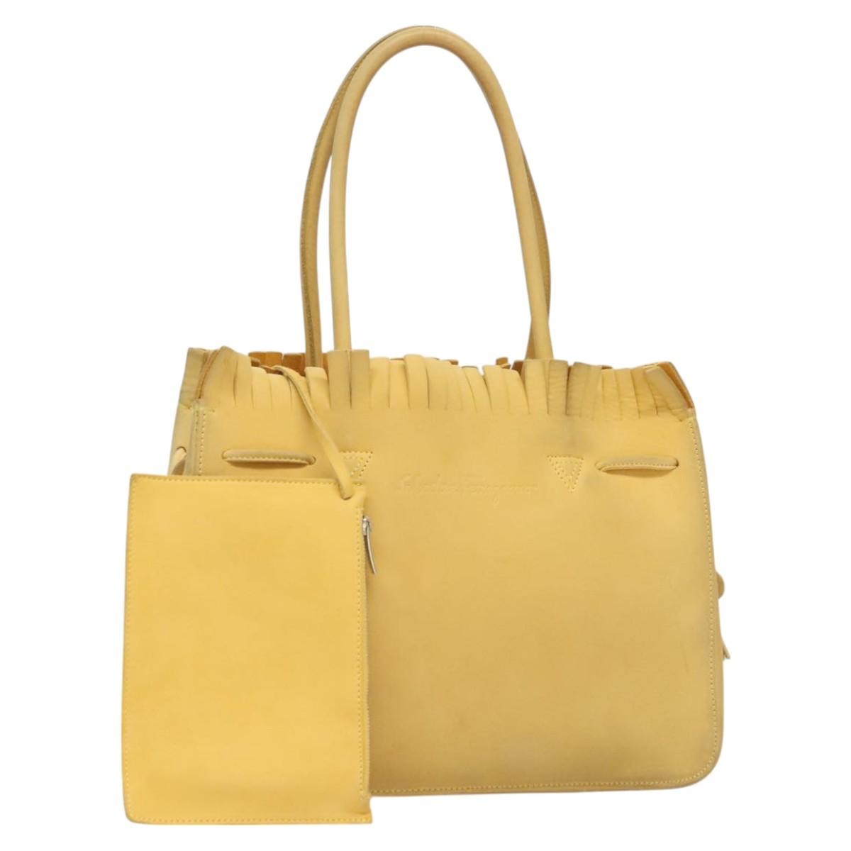 Salvatore Ferragamo Vintage Tote bag Suede, YELLOW, SUEDE, Tote bag