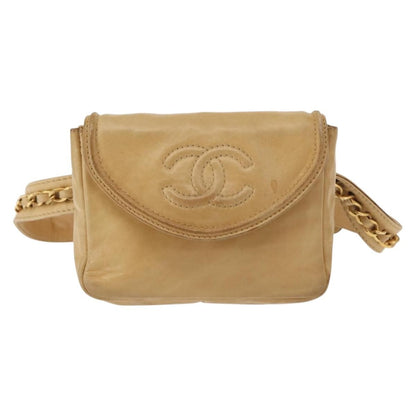 Chanel Vintage Flap Waist Bag Leather, BEIGE, LEATHER, Clutche & pouche