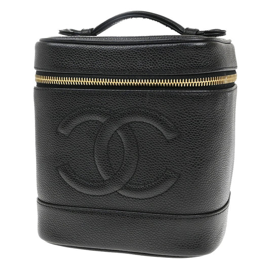 Chanel Vintage Timeless Vanity Case Caviar, BLACK, LEATHER, Handbag