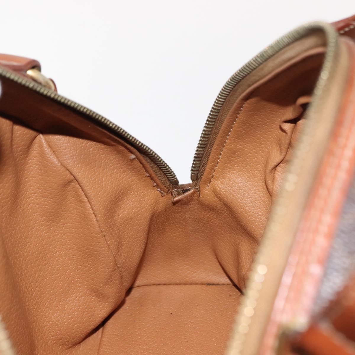 Celine Vintage Macadam Handbag Canvas and Leather, BROWN, CANVAS, Handbag