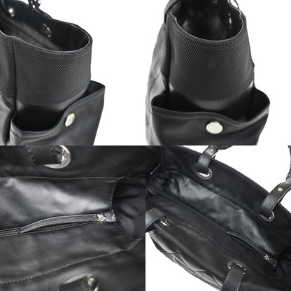 Chanel Biarritz Pocket Tote Quilted Coated Canvas, BLACK, CANVAS, Tote bag