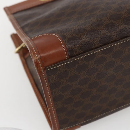 Celine Vintage Macadam Handbag Canvas and Leather, BROWN, CANVAS, Handbag