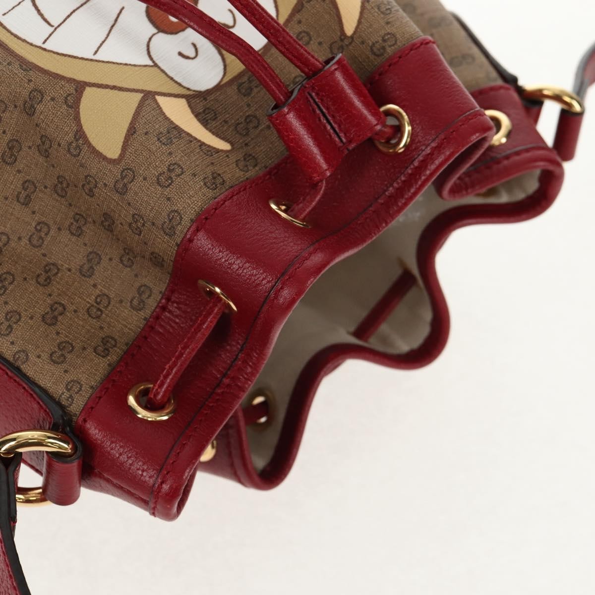 Gucci Doraemon Bucket Bag Printed Mini GG Coated Canvas, BEIGE, PVC, Shoulder bag