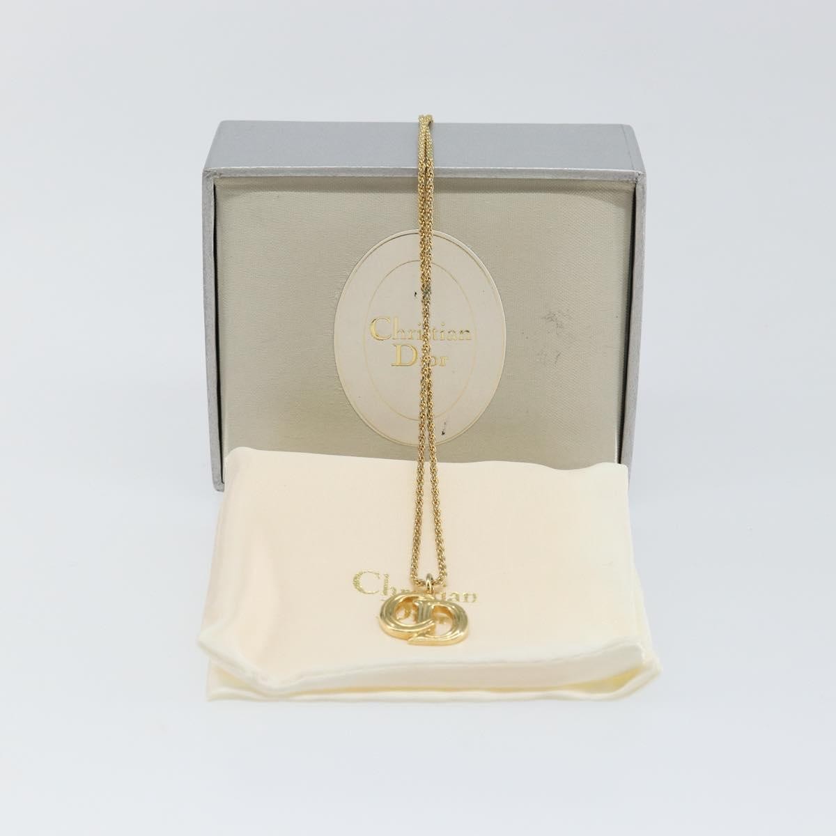 Christian Dior CD Pendant Necklace Metal, GOLD, METAL, Necklace