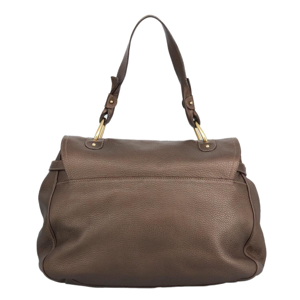 Salvatore Ferragamo Gancini handbag Leather, BROWN, LEATHER, Handbag