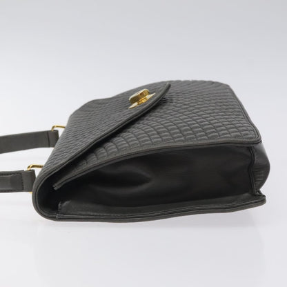 Bally Vintage Handbag Quilted Leather, GRAY, LEATHER, Handbag
