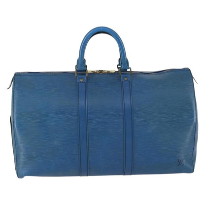 Louis Vuitton Keepall Bag Epi Leather, BLUE, LEATHER, Travel bag