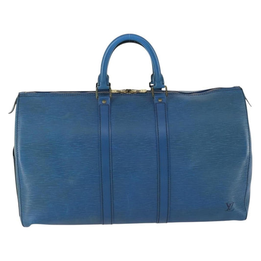 Louis Vuitton Keepall Bag Epi Leather, BLUE, LEATHER, Travel bag