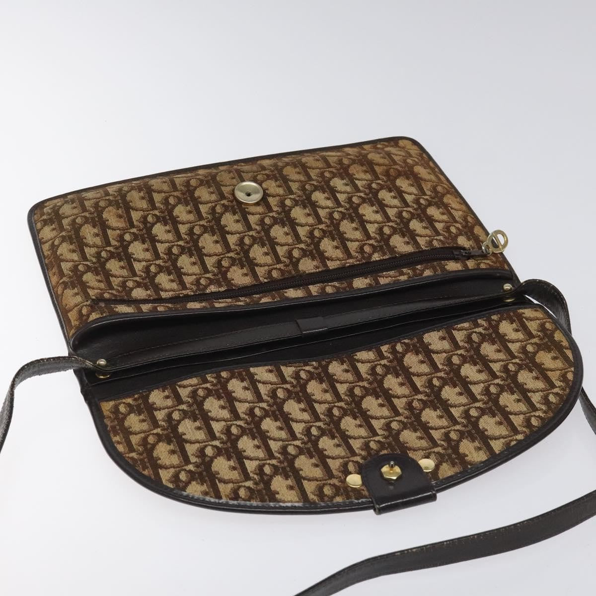 Christian Dior Vintage Trotter Shoulder Bag Canvas, BROWN, CANVAS, Shoulder bag