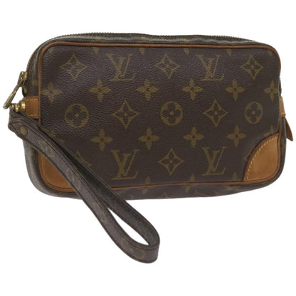 Louis Vuitton Marly Dragonne Clutch Monogram Canvas, BROWN, CANVAS, Clutche & pouche
