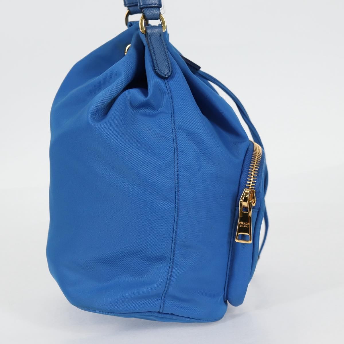 Prada Drawstring Bucket Bag Tessuto, BLUE, NYLON, Handbag