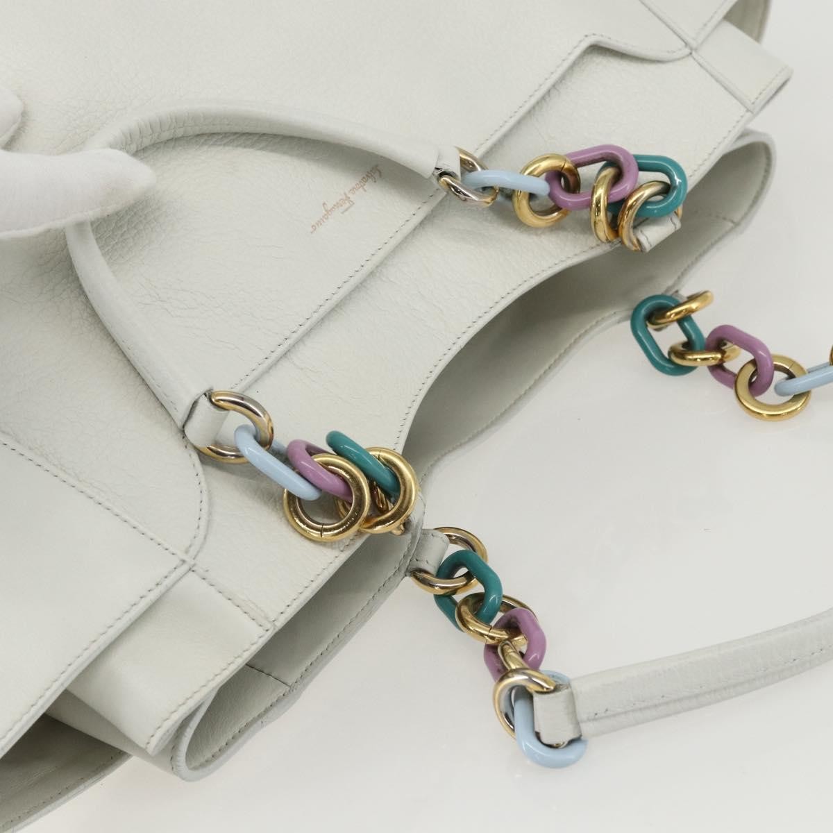 Salvatore Ferragamo Vintage Tote bag Leather, WHITE, LEATHER, Tote bag