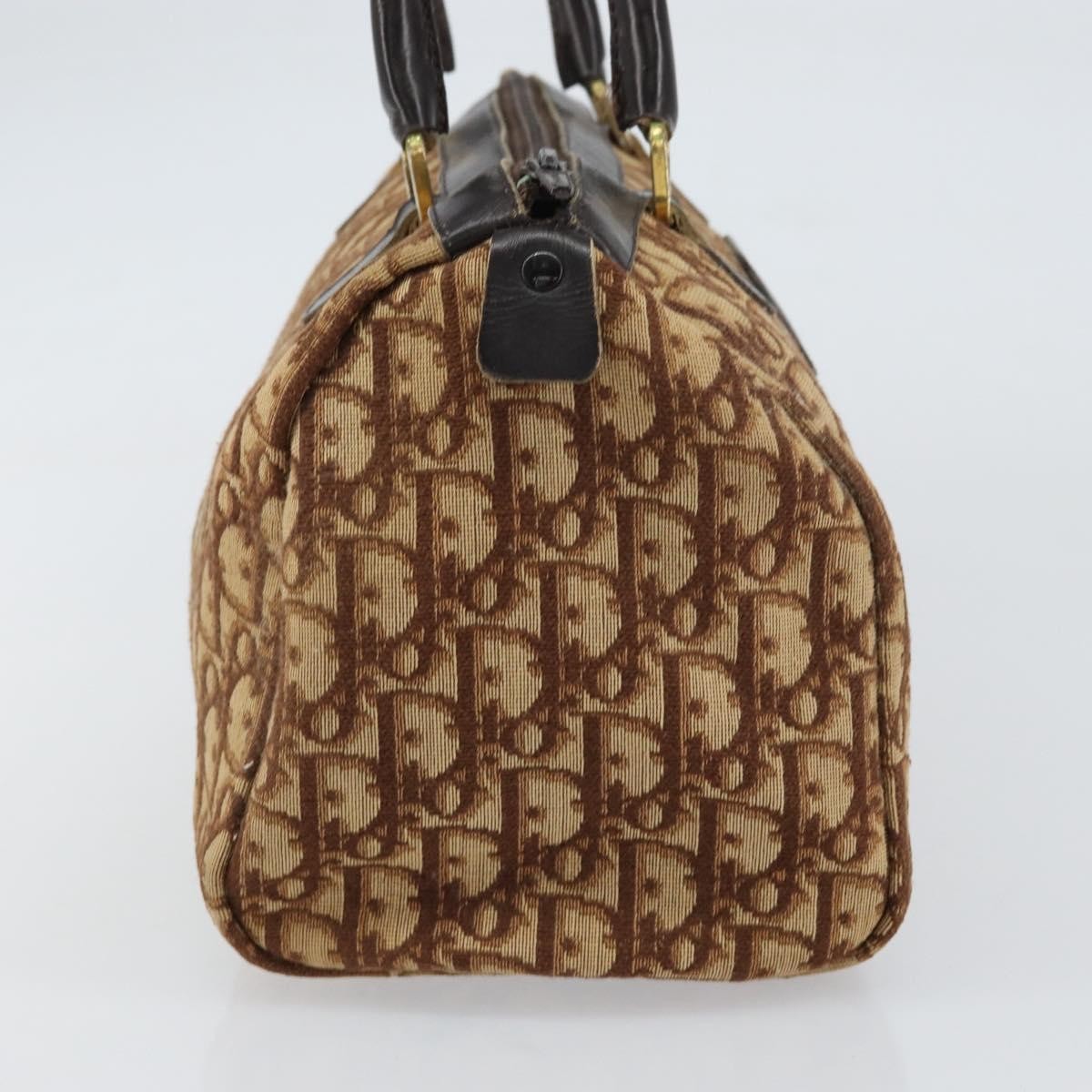 Christian Dior Vintage CD Trotter Handbag Canvas, BROWN, CANVAS, Handbag