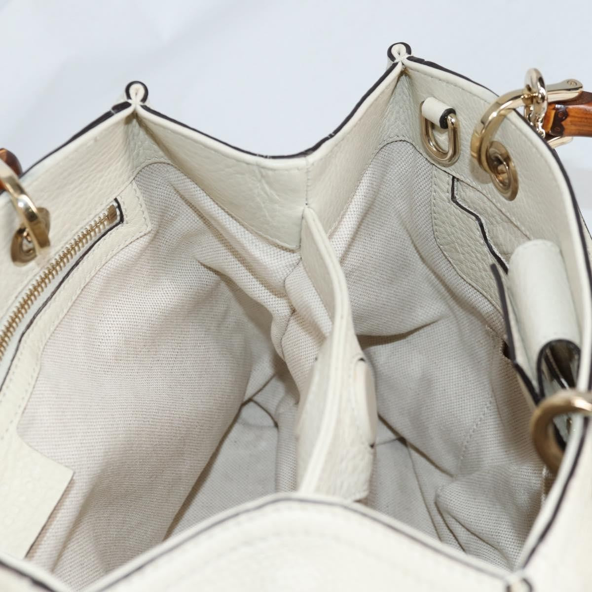 Gucci Bamboo shopper bag Leather, WHITE, LEATHER, Handbag