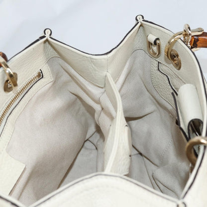 Gucci Bamboo shopper bag Leather, WHITE, LEATHER, Handbag