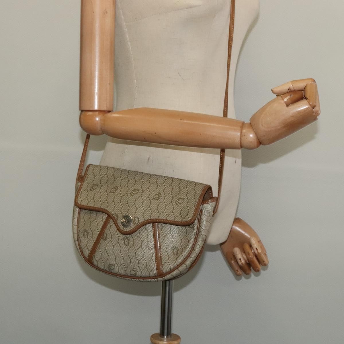 Christian Dior Vintage Honeycomb Shoulder Bag Canvas, BEIGE, CANVAS, Shoulder bag