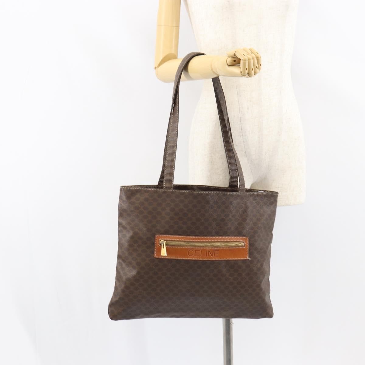 Celine Vintage Macadam Tote bag Canvas, BROWN, CANVAS, Tote bag