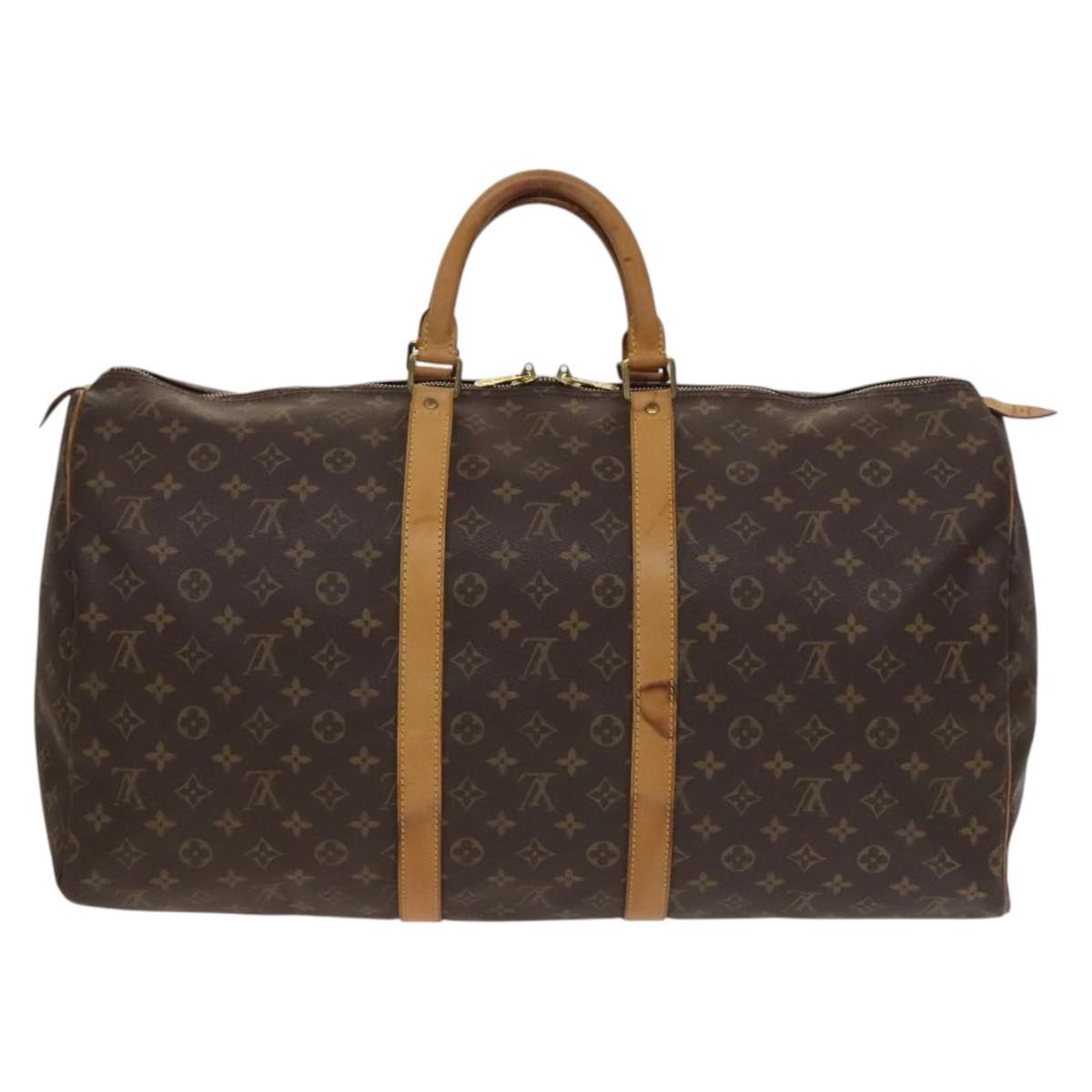 Louis Vuitton Keepall Bag Monogram Canvas, BROWN, CANVAS, Travel bag