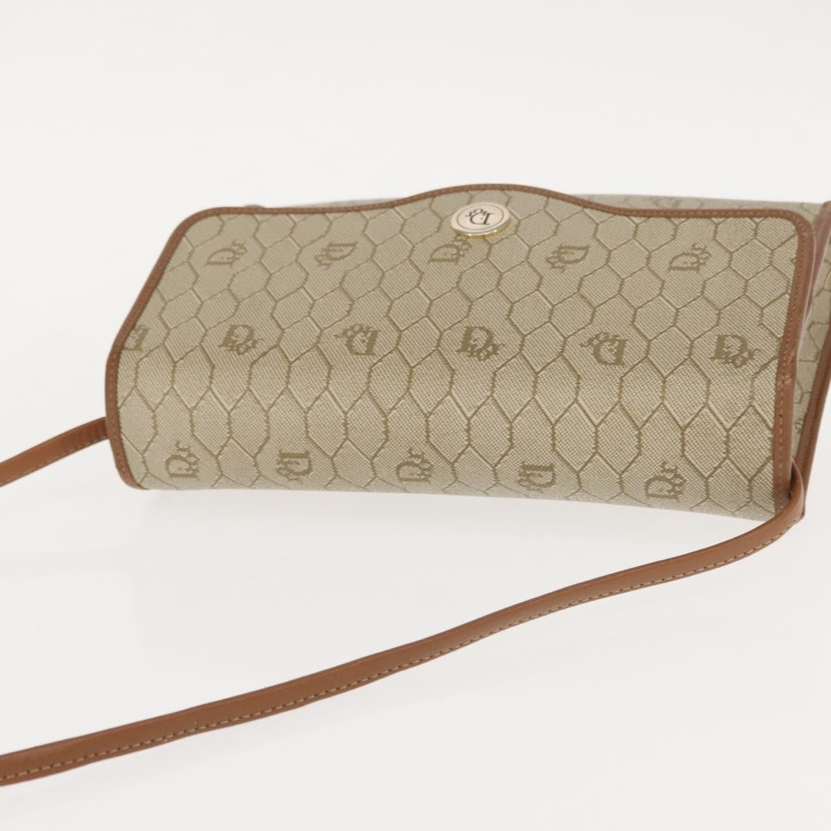 Christian Dior Vintage Honeycomb Flap Crossbody Bag Canvas and Leather, BEIGE, CANVAS, Shoulder bag