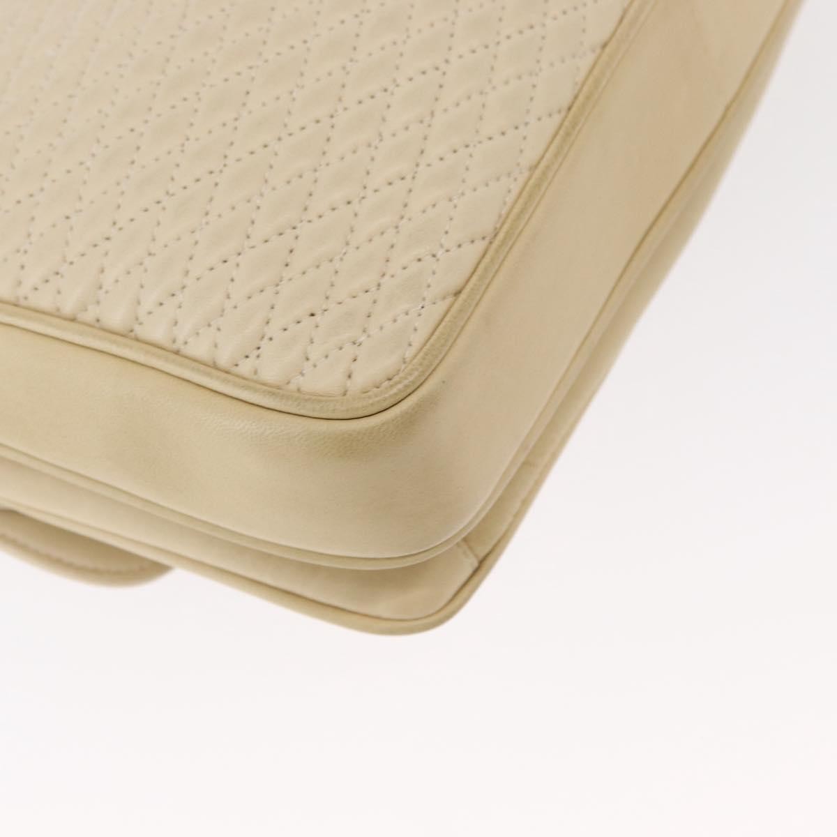 Bally Vintage Chain Shoulder Bag Quilted Leather, ECRU, LEATHER, Shoulder bag