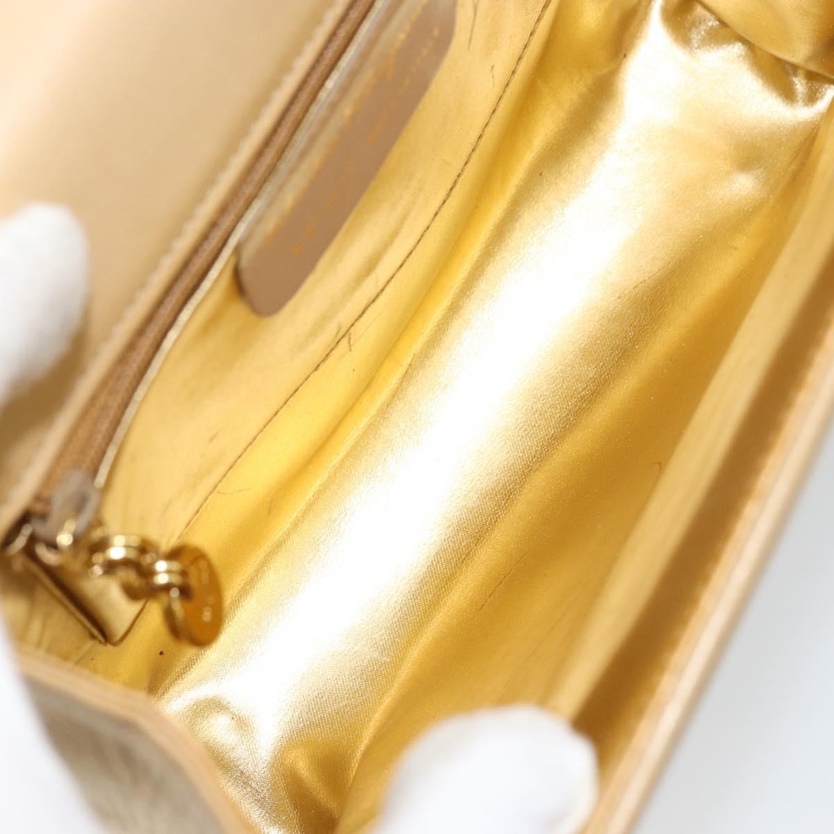 Salvatore Ferragamo Vintage Chain Handbag Leather, BEIGE, LEATHER, Handbag