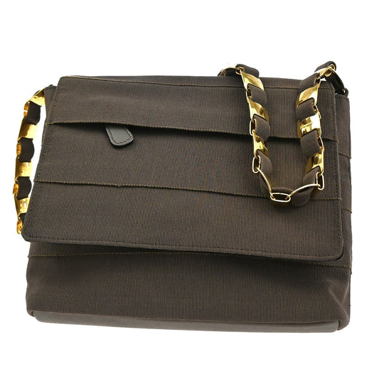 Salvatore Ferragamo Vala Shoulder Bag Canvas, Brown, Canvas, Shoulder Bag