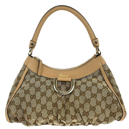 Gucci D Ring Hobo GG Canvas, BEIGE, CANVAS, Handbag