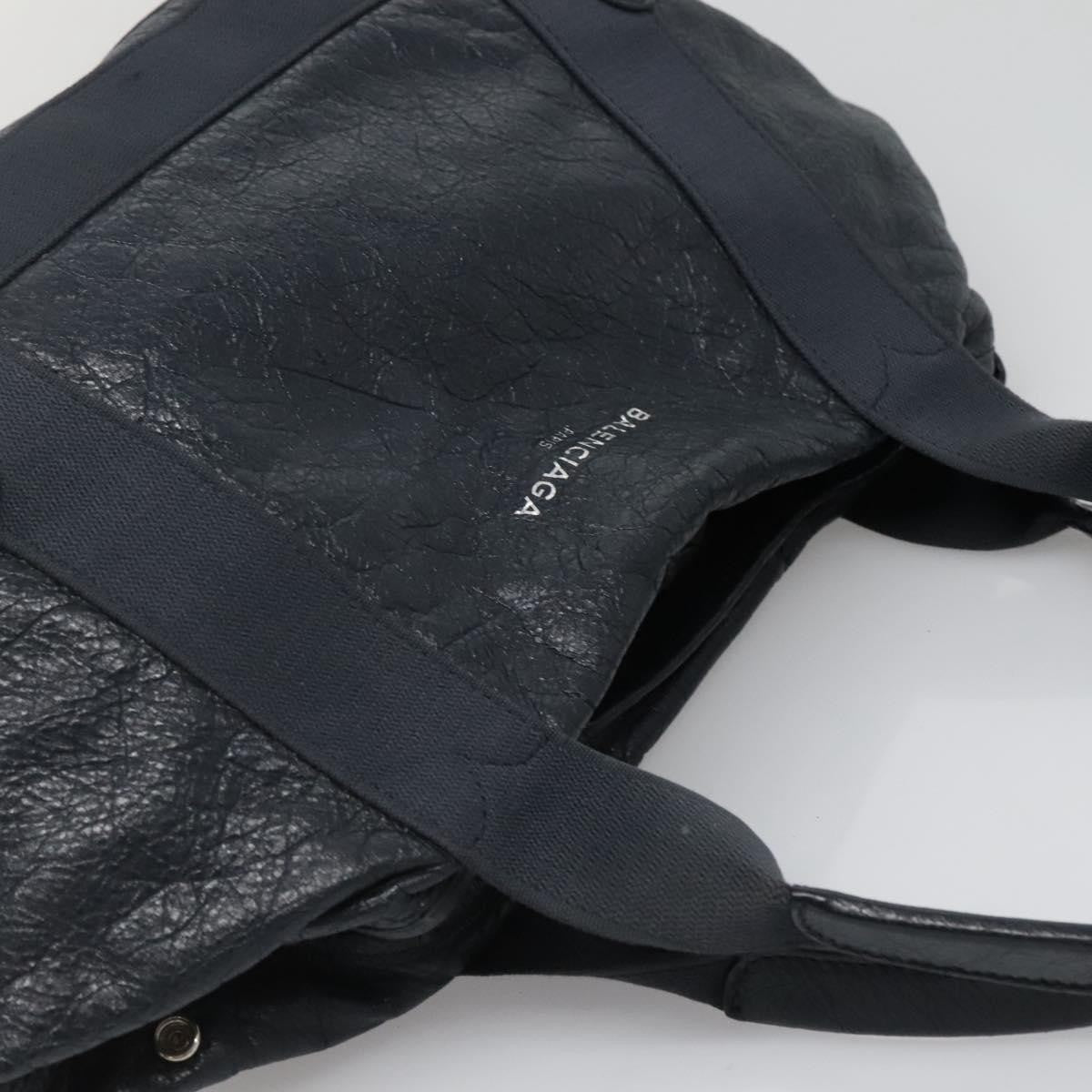 Balenciaga Navy Cabas Leather, BLACK, LEATHER, Tote bag