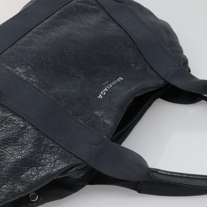Balenciaga Navy Cabas Leather, BLACK, LEATHER, Tote bag