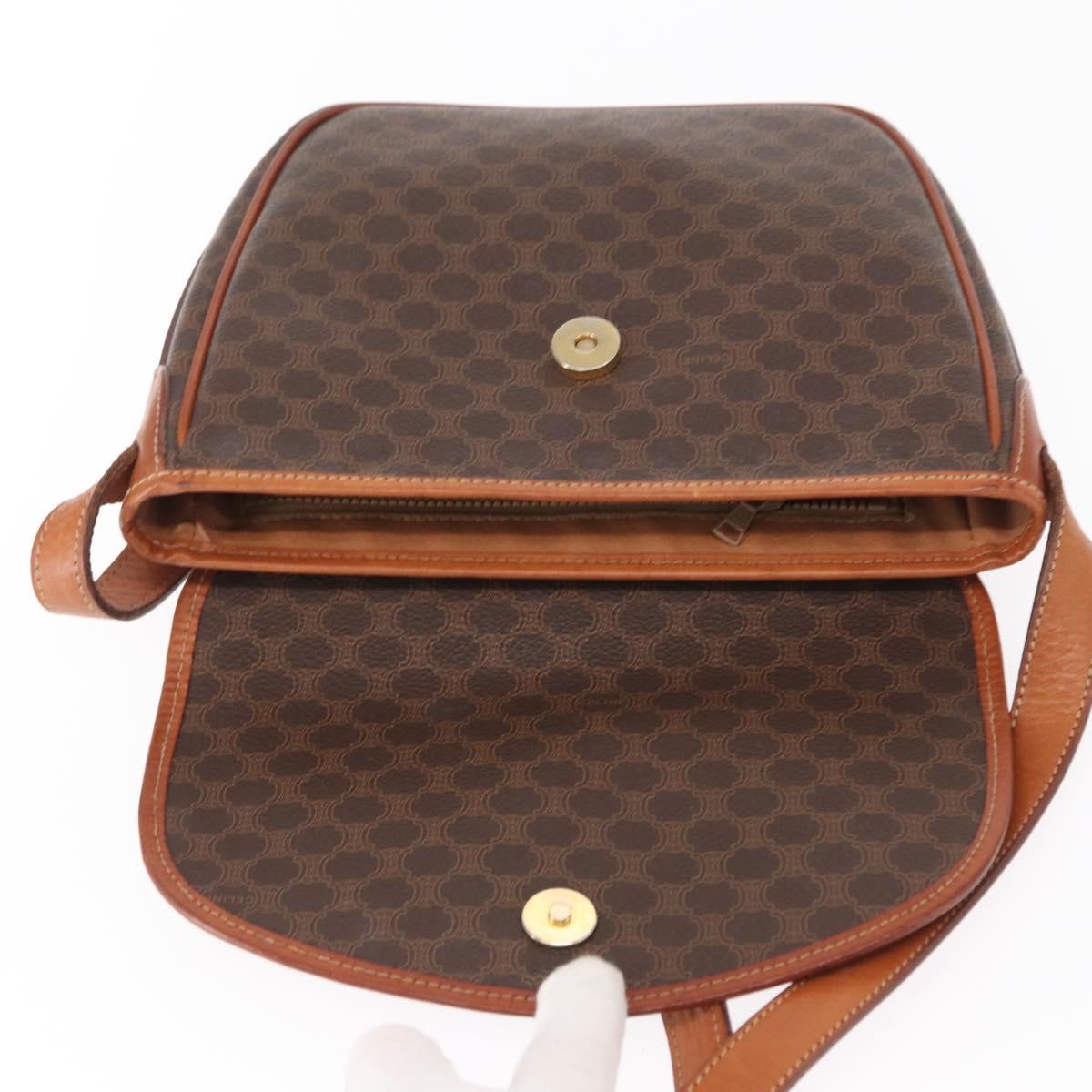 Celine Vintage Macadam Shoulder Bag Canvas and Leather, BROWN, CANVAS, Shoulder bag