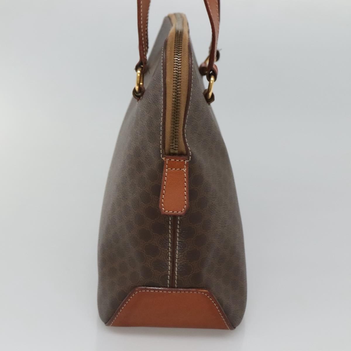 Celine Vintage Macadam Handbag Canvas and Leather, BROWN, CANVAS, Handbag