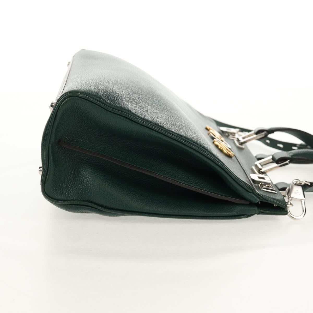 Gucci Zumi Top Handle Bag Leather, GREEN, LEATHER, Handbag
