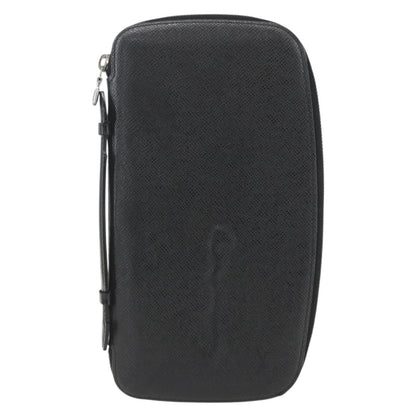 Louis Vuitton Atoll Organizer Wallet Taiga Leather, BLACK, LEATHER, Clutche & pouche