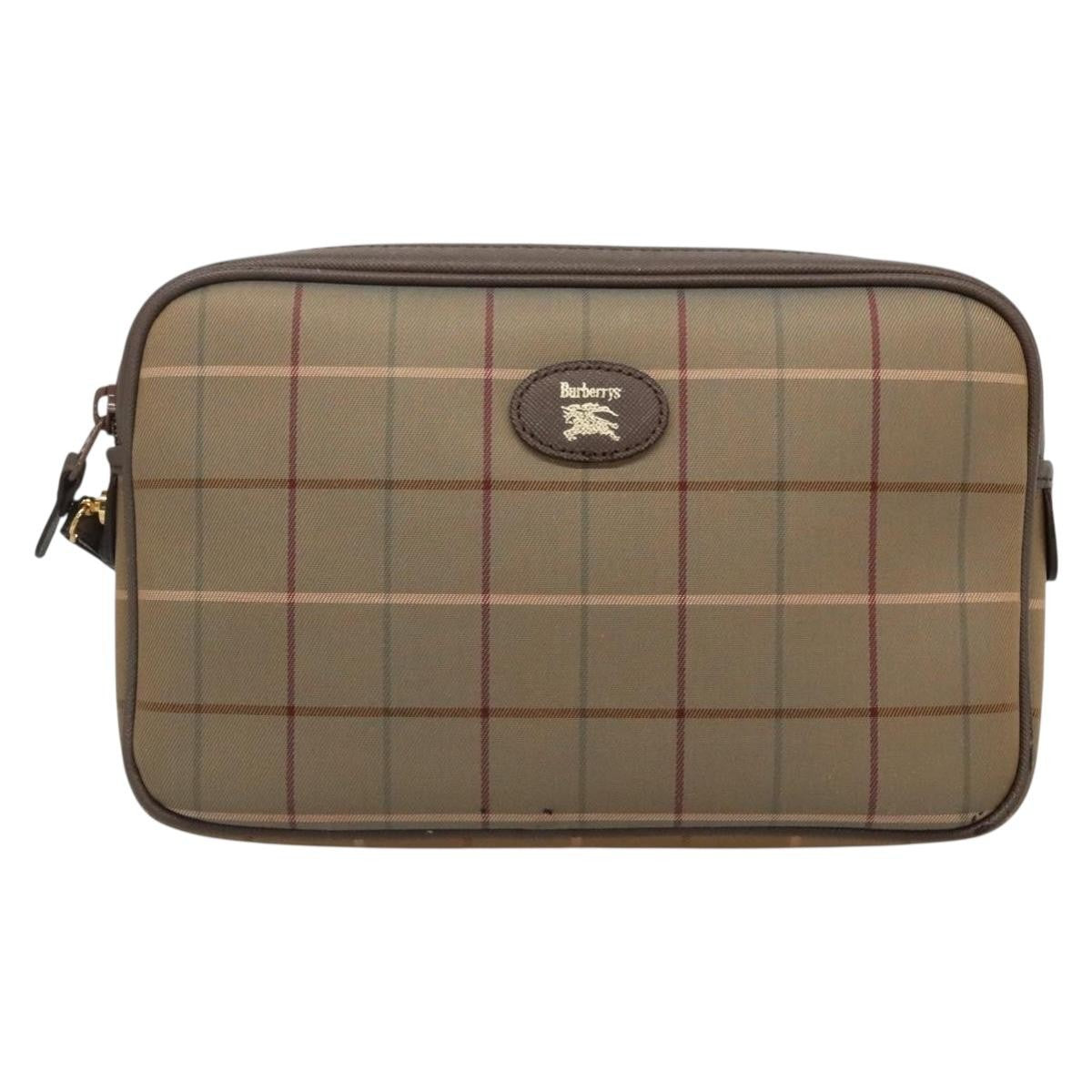 Burberry Nova check Pochette Canvas, BEIGE, CANVAS, Clutche & pouche