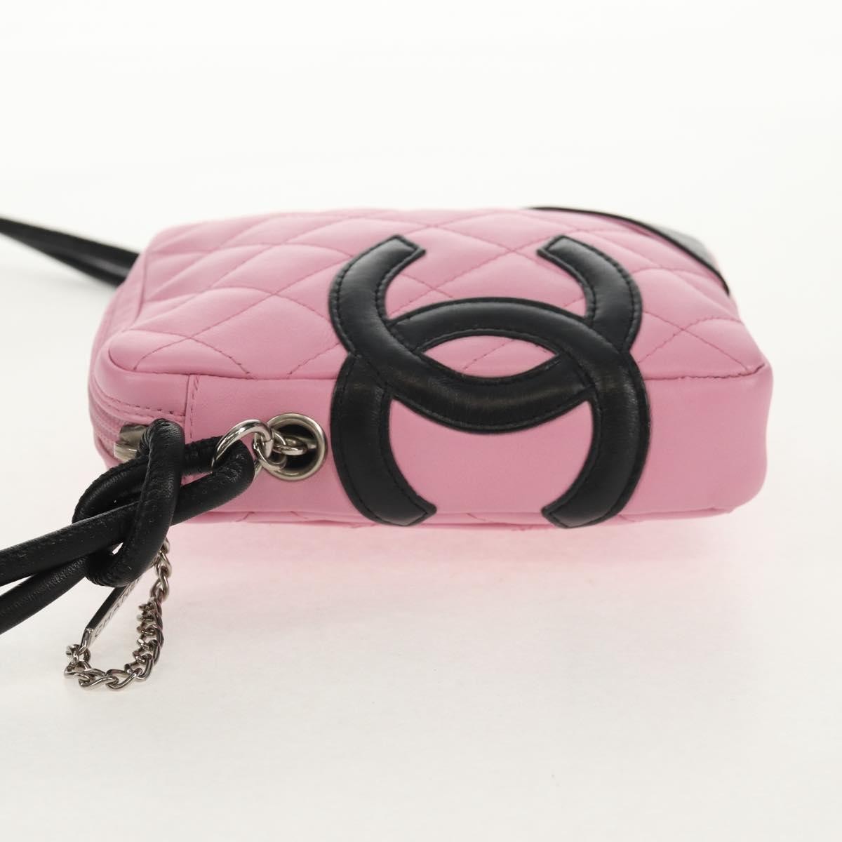 Chanel Cambon Zip Pouch Quilted Leather, PINK, LEATHER, Clutche & pouche
