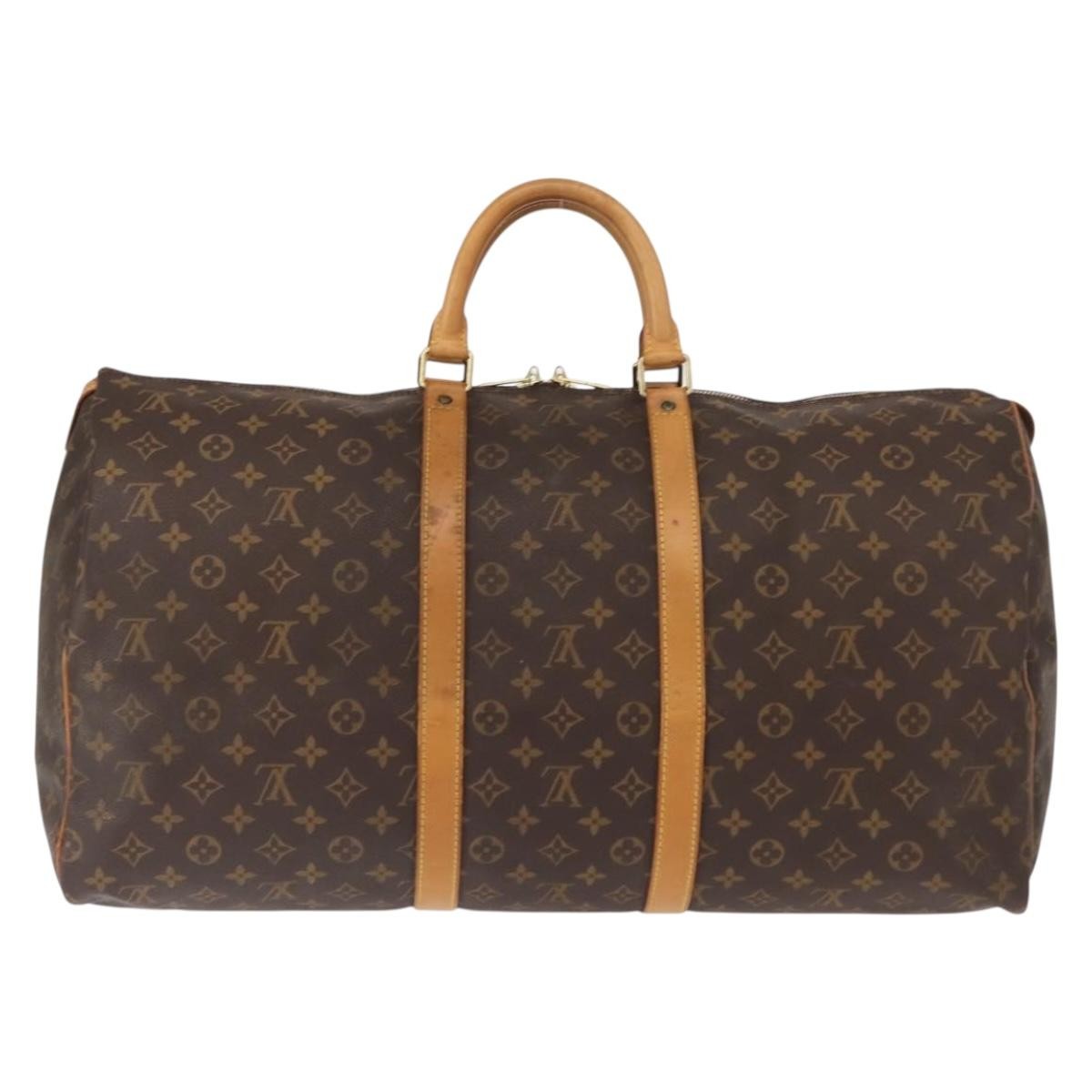 Louis Vuitton Keepall Bag Monogram Canvas, BROWN, CANVAS, Travel bag