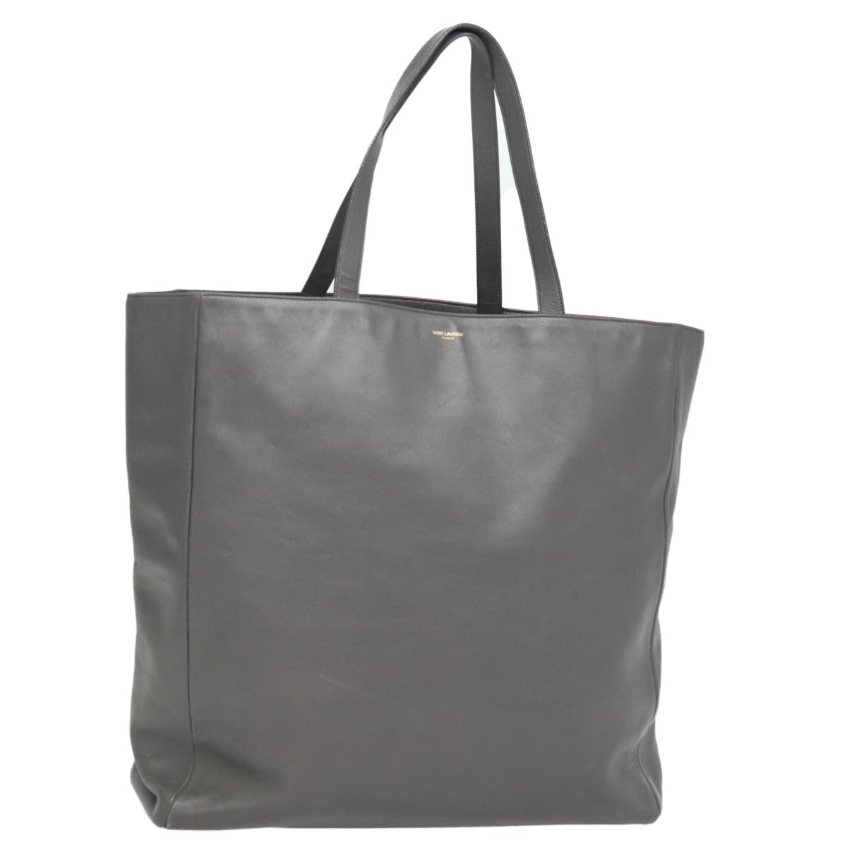 Saint Laurent Shopper Tote Leather, GRAY, LEATHER, Tote bag