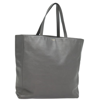 Saint Laurent Shopper Tote Leather, GRAY, LEATHER, Tote bag