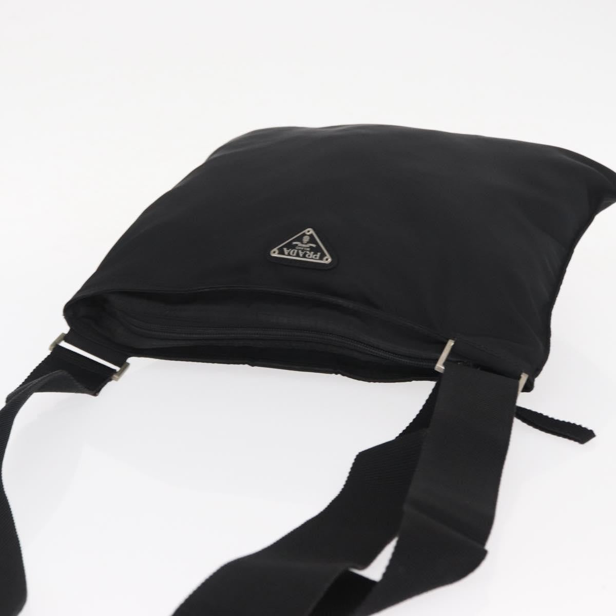 Prada Zip Messenger Bag Tessuto, BLACK, NYLON, Shoulder bag