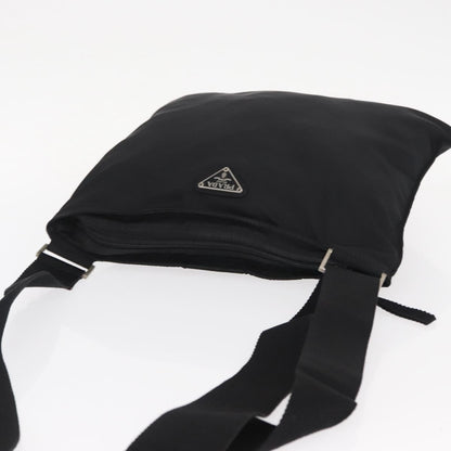Prada Zip Messenger Bag Tessuto, BLACK, NYLON, Shoulder bag